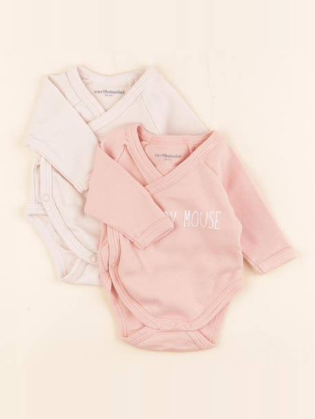 Lot de 2 bodies en coton - 0 mois Rose 1 - vertbaudet enfant 
