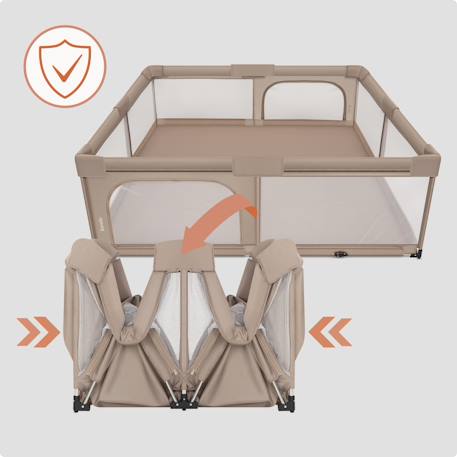 Grand parc bébé florence xl easy fold 180 x 200 cm avec pliage rapide et sac de transport Beige sand+Grey stone 2 - vertbaudet enfant 