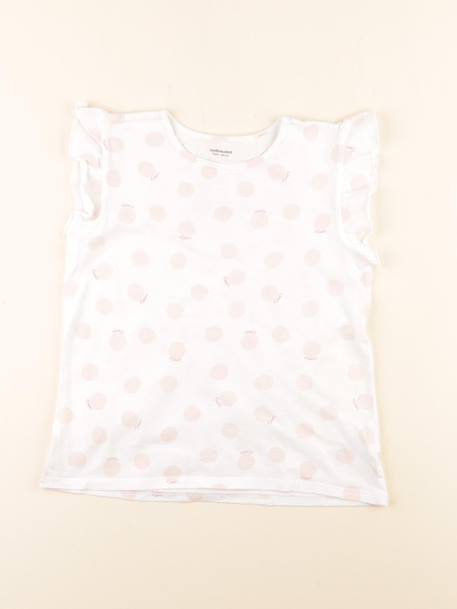 Tee-shirt - 10 ans Blanc, rose 1 - vertbaudet enfant 