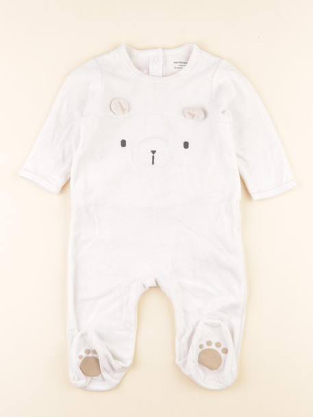 Pyjama velours - 12 mois Blanc 1 - vertbaudet enfant 