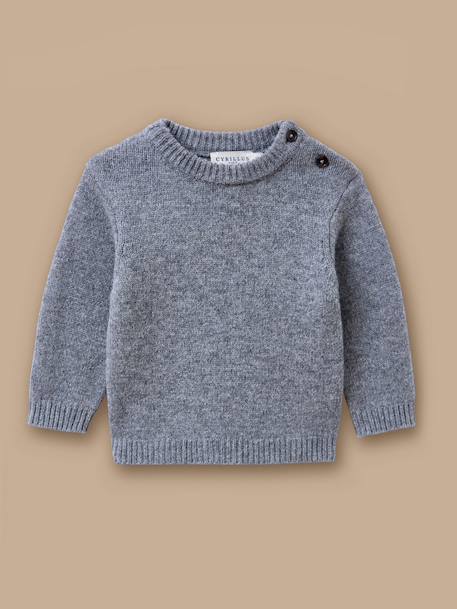 Pull en laine mérinos bébé Bleu+Gris chine 3 - vertbaudet enfant 