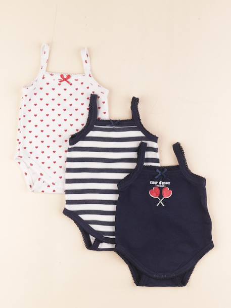 Lot de 3 bodies en coton - 3 mois Blanc, bleu 1 - vertbaudet enfant 