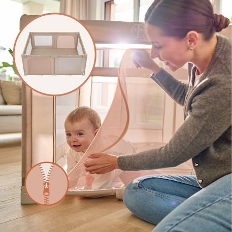 Grand parc bébé florence easy fold avec pliage rapide et sac de transport Beige sand+Grey graphite 3 - vertbaudet enfant 