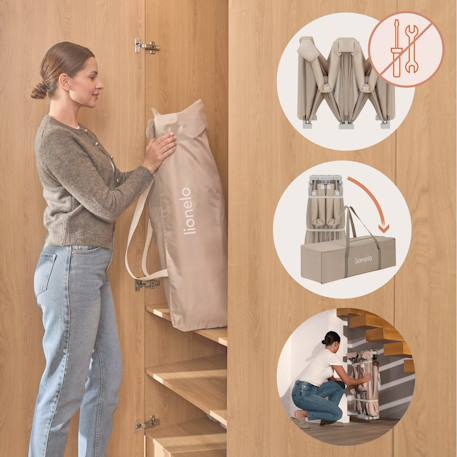 Grand parc bébé florence easy fold avec pliage rapide et sac de transport Beige sand+Grey graphite 2 - vertbaudet enfant 