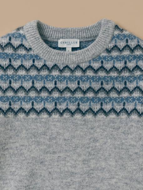 Pull jacquard avec laine garçon Gris 2 - vertbaudet enfant 
