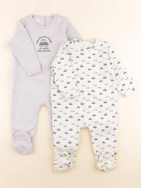 Lot de 2 pyjamas coton - 18 mois Blanc, bleu 1 - vertbaudet enfant 