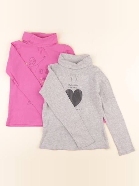 Lot de 2 sous-pulls - 8 ans Gris, rose 1 - vertbaudet enfant 