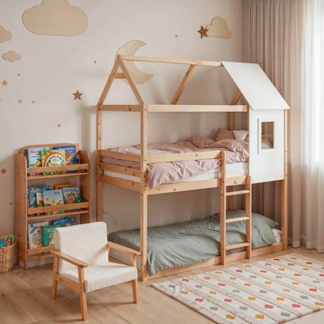 Lit cabane superposé en pin - boscoco Beige 1 - vertbaudet enfant 