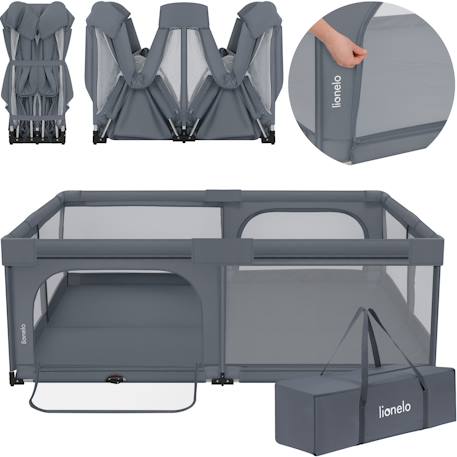 Grand parc bébé florence xl easy fold 180 x 200 cm avec pliage rapide et sac de transport Grey stone 1 - vertbaudet enfant 