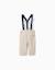 Pantalon en sergé avec bretelles Beige clair 2 - vertbaudet enfant 