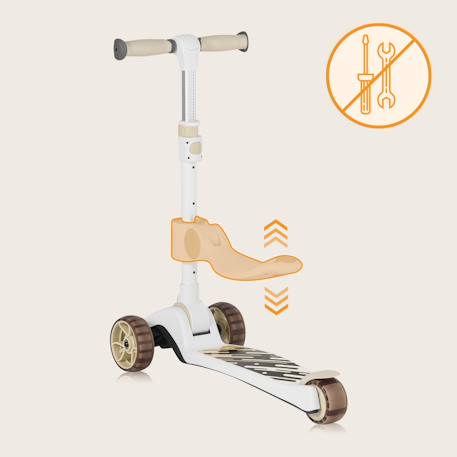 Draisienne trottinette évolutive franky jusqu’à 50 kg avec roues lumineuses et panier Beige+Pink rose 5 - vertbaudet enfant 