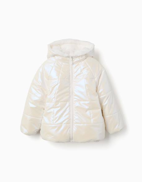 Doudoune réversible avec capuche et doublure en peluche douce synthétique Beige 2 - vertbaudet enfant 