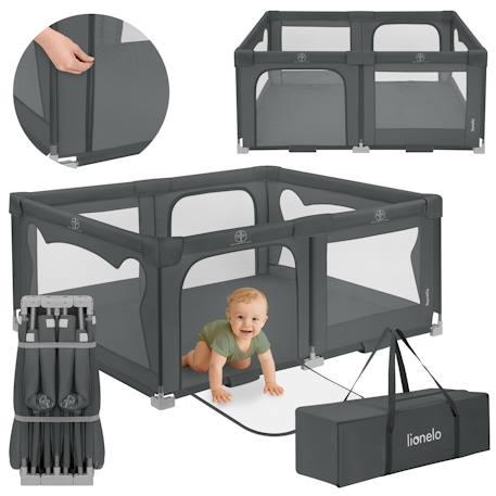 Grand parc bébé florence easy fold avec pliage rapide et sac de transport Beige sand+Grey graphite 7 - vertbaudet enfant 