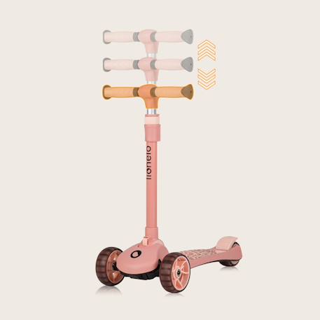 Draisienne trottinette évolutive franky jusqu’à 50 kg avec roues lumineuses et panier Beige+Pink rose 8 - vertbaudet enfant 