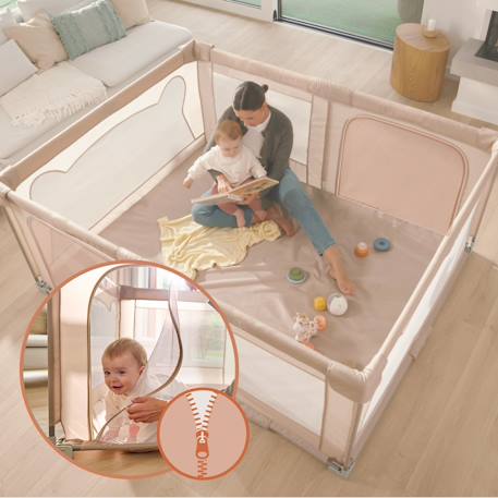 Grand parc bébé florence easy fold avec pliage rapide et sac de transport Beige sand+Grey graphite 10 - vertbaudet enfant 