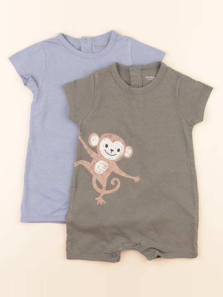 Lot de 2 pyjamas coton - 12 mois Bleu, vert 1 - vertbaudet enfant 