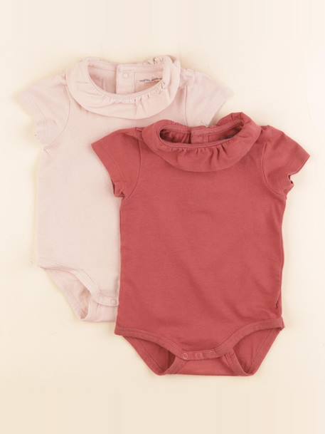 Lot de 2 bodies en coton - 3 mois Rose 1 - vertbaudet enfant 