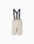 Pantalon en sergé avec bretelles Beige clair 1 - vertbaudet enfant 