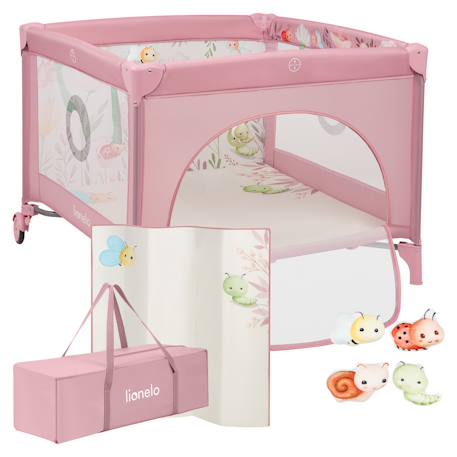 Parc bébé mille 100 x 100 cm avec matelas haute densité, roulettes et jouets à velcro Grey beige+Grey green+Pink 13 - vertbaudet enfant 