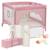 Parc bébé mille 100 x 100 cm avec matelas haute densité, roulettes et jouets à velcro Grey beige+Grey green+Pink 13 - vertbaudet enfant 