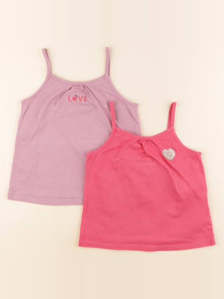 Lot de 2 débardeurs - 5 ans Rose, violet 1 - vertbaudet enfant 