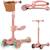 Draisienne trottinette évolutive franky jusqu’à 50 kg avec roues lumineuses et panier Beige+Pink rose 7 - vertbaudet enfant 