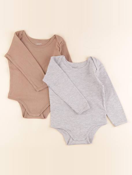 Lot de 2 bodies en coton - 36 mois Gris, marron 1 - vertbaudet enfant 