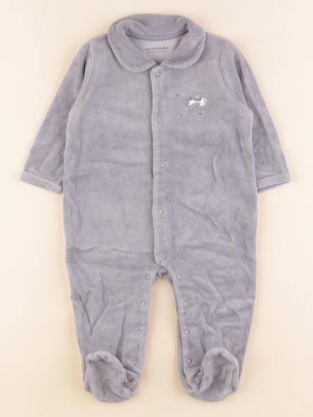 Pyjama velours - 6 mois Bleu 1 - vertbaudet enfant 