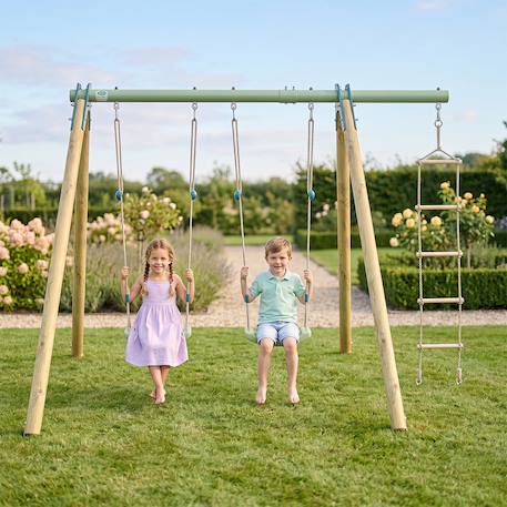 Portique balançoire piki avec échelle de corde pour enfants Bois 1 - vertbaudet enfant 