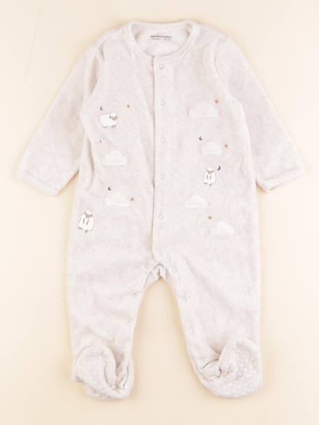Pyjama velours - 12 mois Beige 1 - vertbaudet enfant 