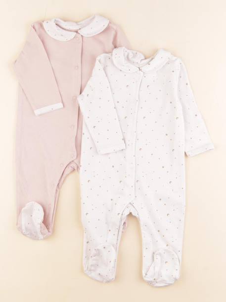 Lot de 2 pyjamas coton - 6 mois Blanc, rose 1 - vertbaudet enfant 