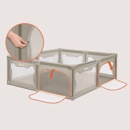 Grand parc bébé willow xl avec côtés en maille et grille de protection Beige sand+Grey concrete 3 - vertbaudet enfant 