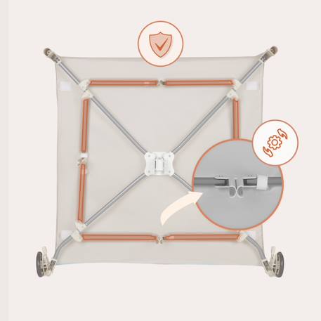 Parc bébé mille 100 x 100 cm avec matelas haute densité, roulettes et jouets à velcro Grey beige+Grey green+Pink 5 - vertbaudet enfant 
