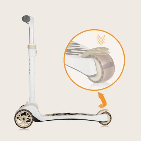 Draisienne trottinette évolutive franky jusqu’à 50 kg avec roues lumineuses et panier Beige+Pink rose 4 - vertbaudet enfant 