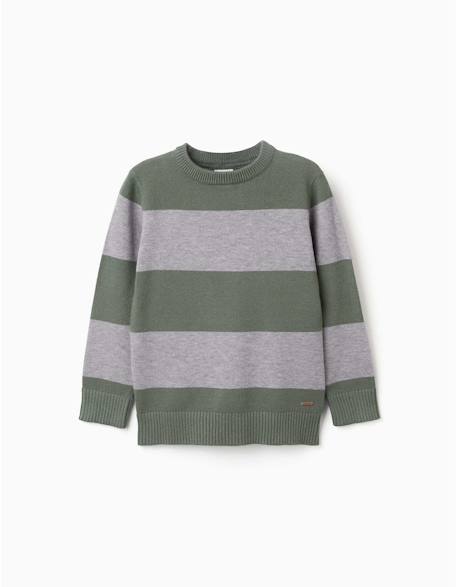 Pull en maille à rayures Rouge foncé+Vert foncé 4 - vertbaudet enfant 