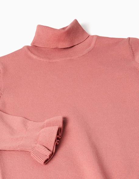 Pull à col montant avec poignets volantés Blanc+Rose+Vert foncé 6 - vertbaudet enfant 