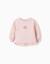Sweat en coton peigné avec imprimé fleurs Rose 1 - vertbaudet enfant 