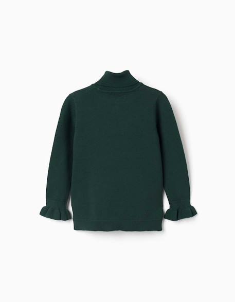 Pull à col montant avec poignets volantés Blanc+Rose+Vert foncé 8 - vertbaudet enfant 