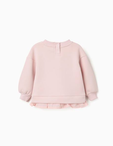 Sweat en coton peigné avec imprimé fleurs Rose 2 - vertbaudet enfant 