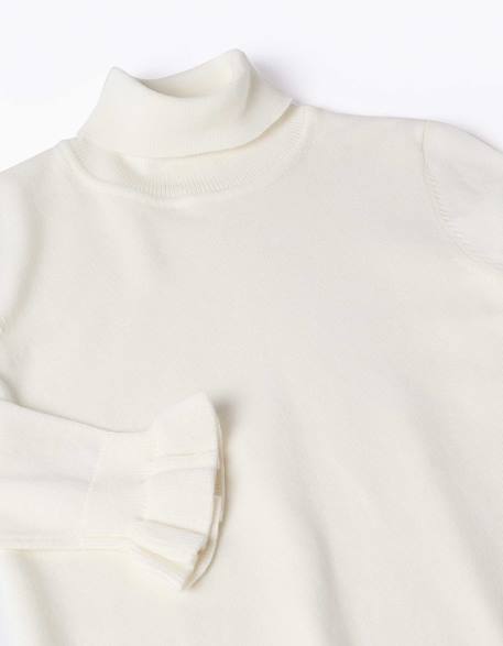 Pull à col montant avec poignets volantés Blanc+Rose+Vert foncé 3 - vertbaudet enfant 