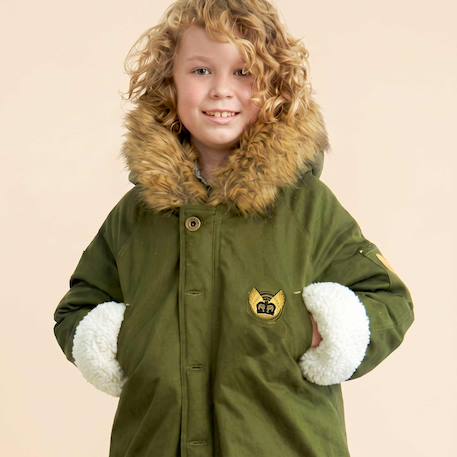 Parka chaude garçon longue à capuche - rock & peace Vert kaki 6 - vertbaudet enfant 
