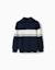 Pull en maille à col zippé à rayures Bleu foncé 1 - vertbaudet enfant 