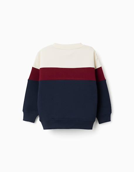 Sweat en coton peigné à bloc de couleurs Rouge foncé 2 - vertbaudet enfant 