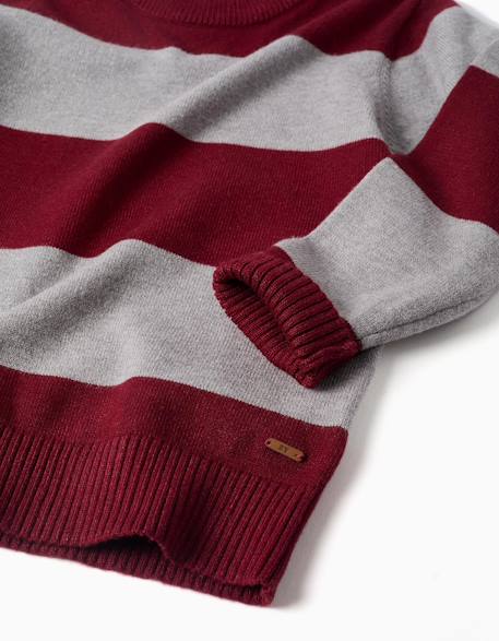 Pull en maille à rayures Rouge foncé+Vert foncé 3 - vertbaudet enfant 