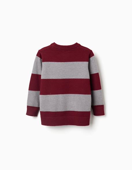 Pull en maille à rayures Rouge foncé+Vert foncé 2 - vertbaudet enfant 