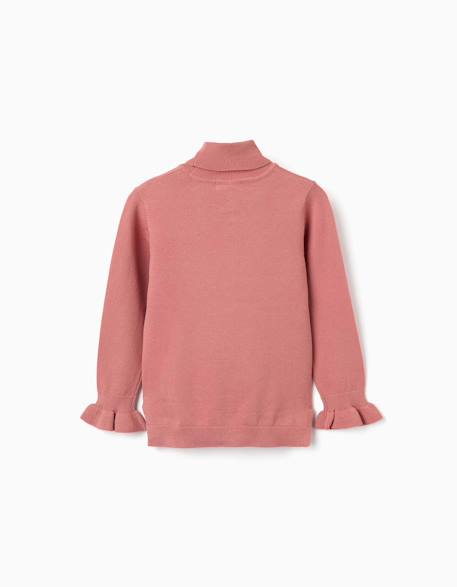 Pull à col montant avec poignets volantés Blanc+Rose+Vert foncé 5 - vertbaudet enfant 