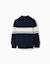 Pull en maille à col zippé à rayures Bleu foncé 2 - vertbaudet enfant 