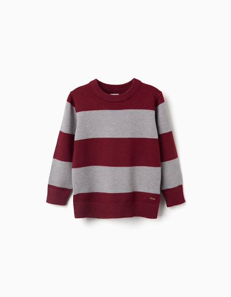 Pull en maille à rayures Rouge foncé+Vert foncé 1 - vertbaudet enfant 