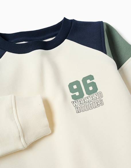 Sweat en coton peigné avec imprimé 96 Vert foncé 3 - vertbaudet enfant 