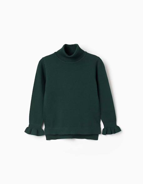Pull à col montant avec poignets volantés Blanc+Rose+Vert foncé 7 - vertbaudet enfant 
